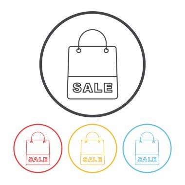 alışveriş çantası satır simge vektör çizim