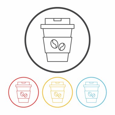 sıcak kahve çizgi simge vektör çizim