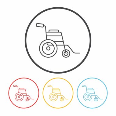 Tekerlekli sandalye satırı simge vektör çizim