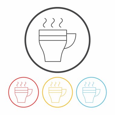 sıcak kahve çizgi simge vektör çizim