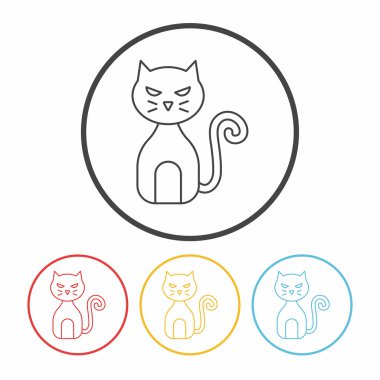 Cadılar Bayramı kedi çizgi simge vektör çizim