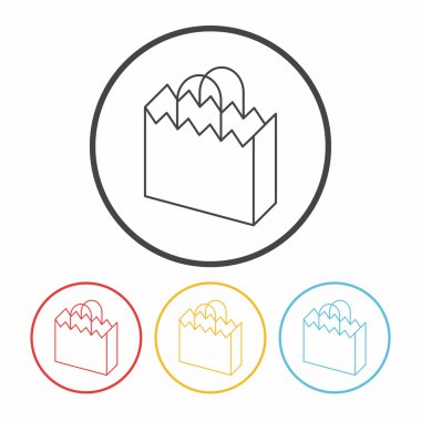 alışveriş çantası satır simge vektör çizim