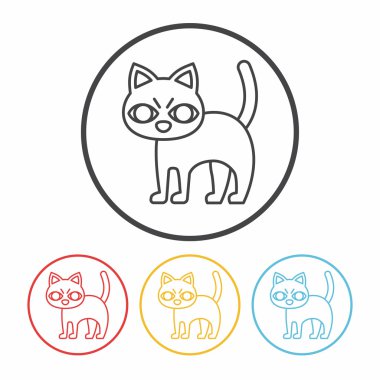 Cadılar Bayramı kedi çizgi simge vektör çizim