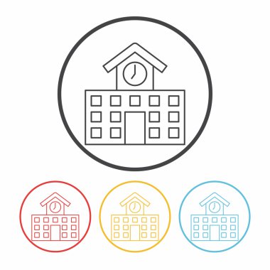 Okul Satırı Simge Vektörü İllüstrasyonu