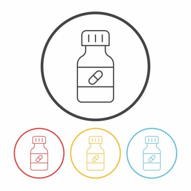 Tıp şişe satır simge vektör çizim