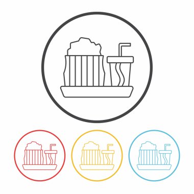 Tiyatro içecekler ve patlamış mısır satırı simgesi