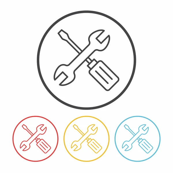 Screwdrivers and wrench line icon vector illustration — Stock Vector