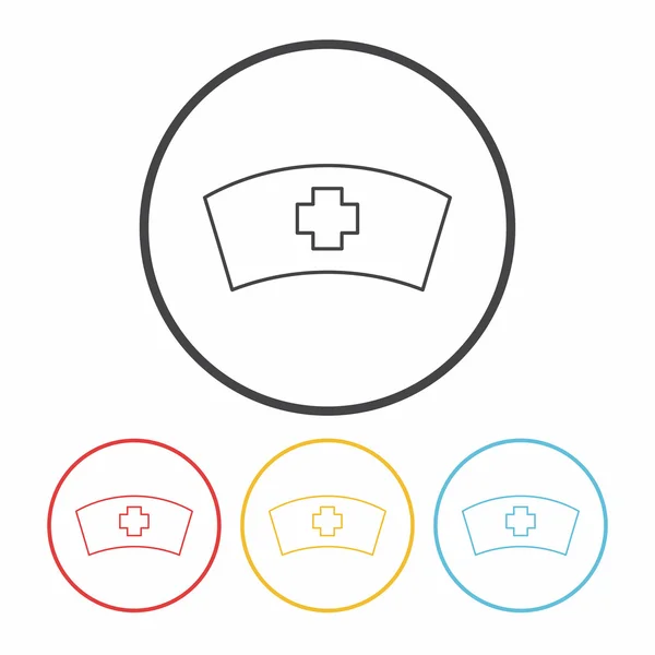 Krankenschwester Hut Linie Symbol Vektor Illustration — Stockvektor