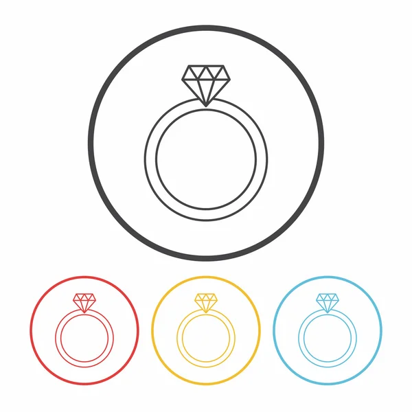 Diamant ring linje ikon — Stock vektor