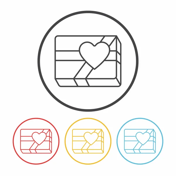 Valentine's present line icon — Stock Vector