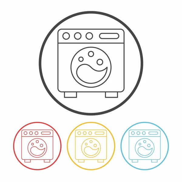 Roupa máquina de lavar ícone linha — Vetor de Stock
