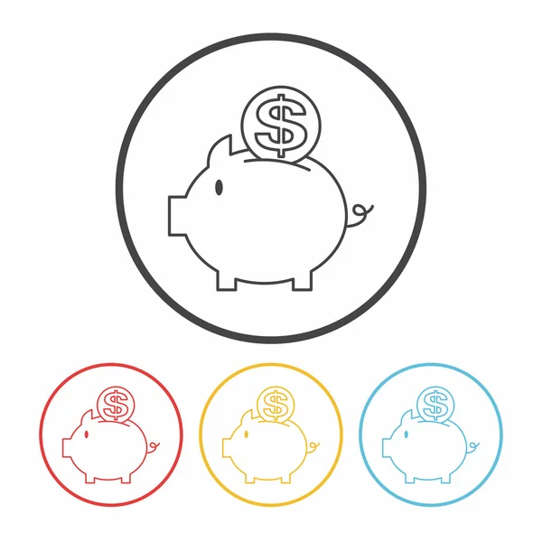 Pig money line icon — Stock Vector