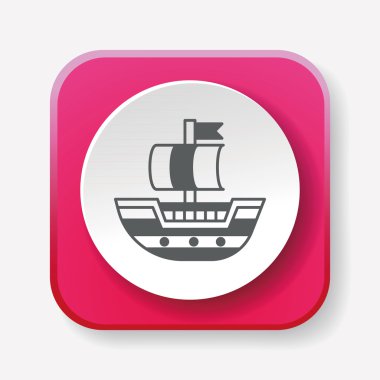 Korsan gemi simge vektör çizim vektör çizim