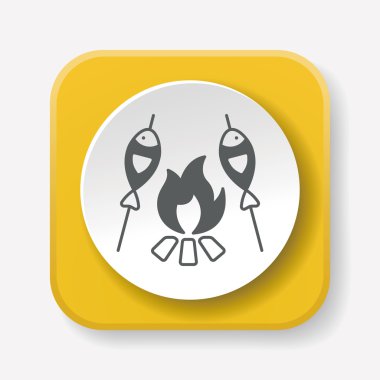 Kızartma Balık simge vektör çizim