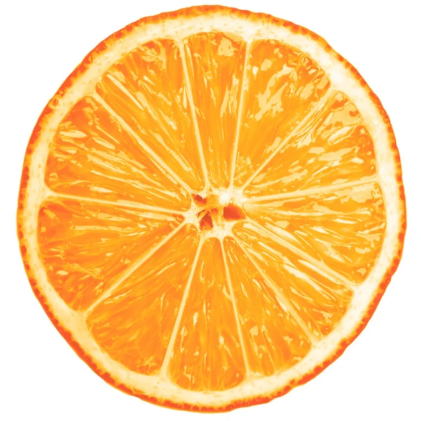 Färska orange skiva över vita — Stockfoto