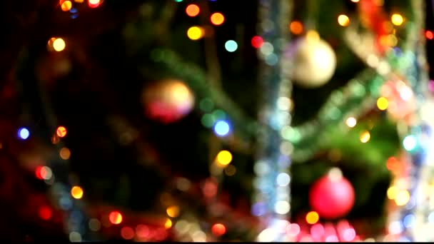 Árvore de Natal luzes bokeh — Vídeo de Stock