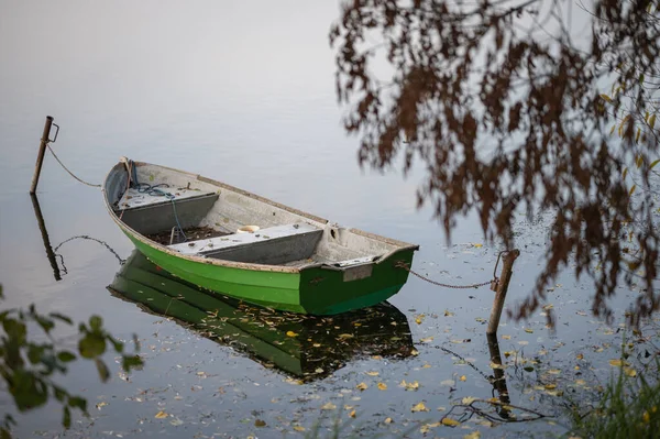 Bateau Vert Sur Lac — Photo