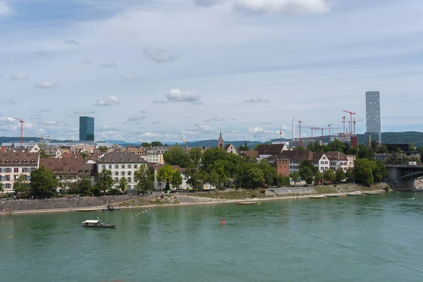Basilea Suiza Agosto 2019 City Skyline Rhine River — Foto de Stock