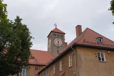 Szczytno, Polonya - 24 Haziran 2017 - Eski kasaba ve binaların üst manzarası