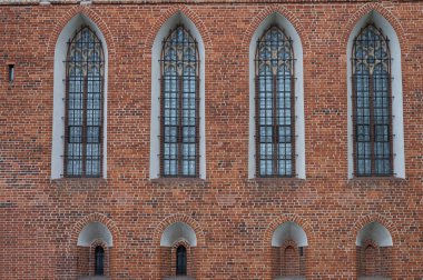 Malbork, Polonya - 19 Temmuz 2021 - Polonya 'da kırmızı tuğlalı Malbork Kalesi