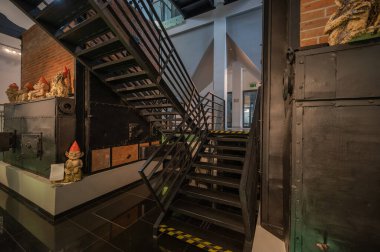 Olsztyn, Polonya - 21 Ağustos 2021 - Olsztyn 'deki UWM kampüsündeki eski kazan dairesi.