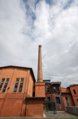 Olsztyn, Polonya - 21 Ağustos 2021 - Olsztyn 'deki UWM kampüsündeki eski kazan dairesi.