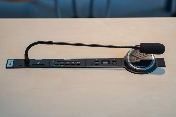 Olsztyn, Polonya - 21 Ağustos 2021 - Olsztyn 'deki UWM kampüsündeki konferans salonu.