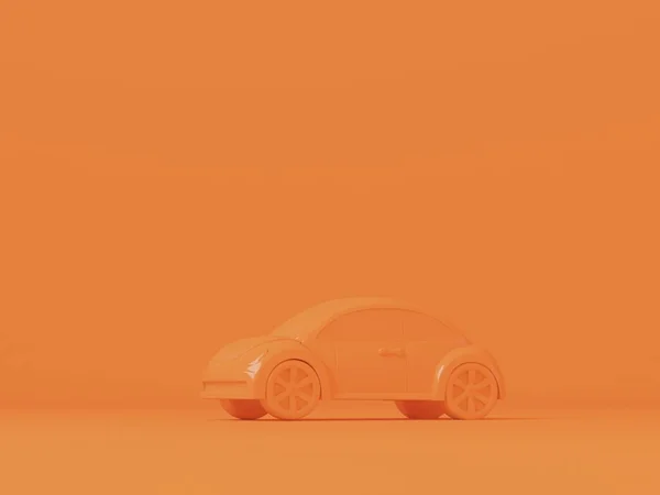 Kleines Plastikspielzeug Gelbes Auto Auf Dem Hintergrund Der Gleichen Farbe — Stockfoto
