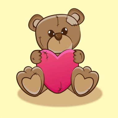 Kalbi olan bir oyuncak ayı.