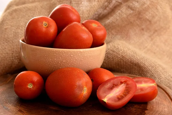 Fresh Tomatoes Wooden Table — Stock Photo, Image