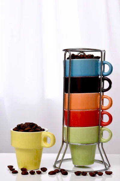 Set Seis Tazas Pequeñas Color Para Café —  Fotos de Stock