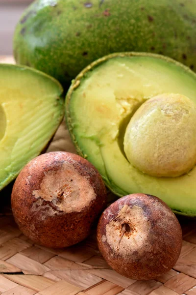 Avocado Seeds Wooden Background — Stock Photo, Image