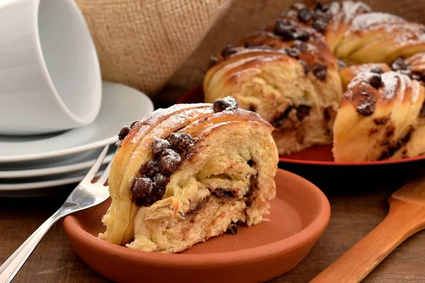 Delicious Homemade Apple Pie Raisins Powdered Sugar — Stock Photo, Image