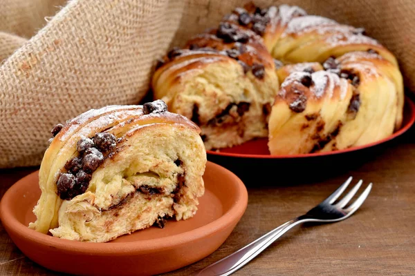 Delicious Homemade Apple Pie Raisins Powdered Sugar — Stock Photo, Image