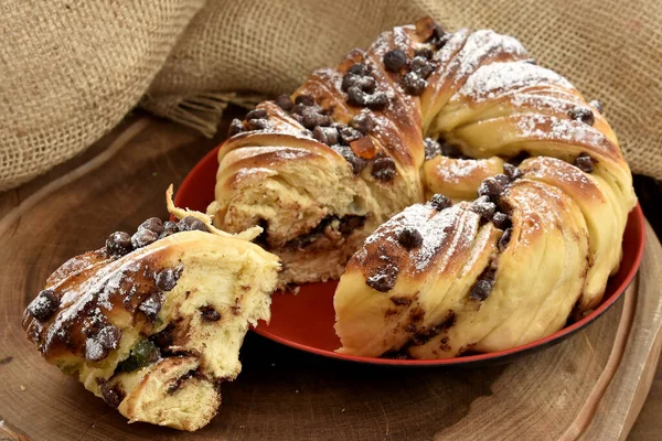 Delicious Homemade Apple Pie Raisins Powdered Sugar — Stock Photo, Image