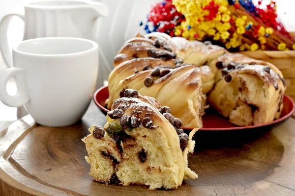 Delicious Homemade Apple Pie Raisins Powdered Sugar — Stock Photo, Image