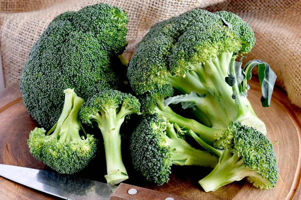 Fresh Broccoli Wooden Table — Stock Photo, Image