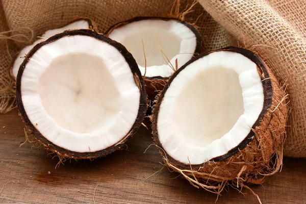 Kokosnötter Trä Bakgrund — Stockfoto