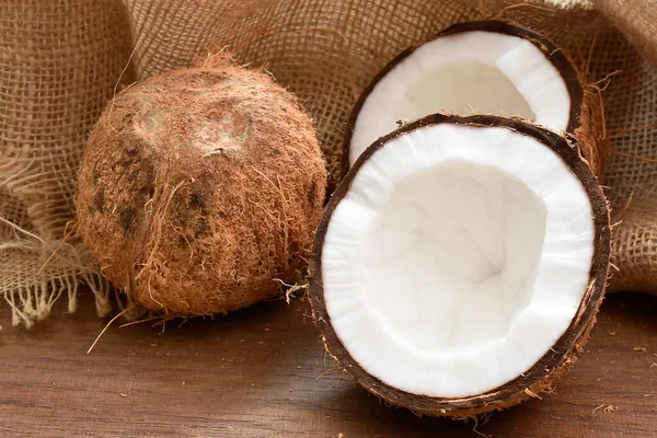 Coconuts Wooden Background Royalty Free Stock Images