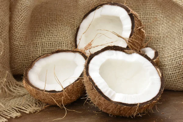 Kokosnötter Trä Bakgrund — Stockfoto