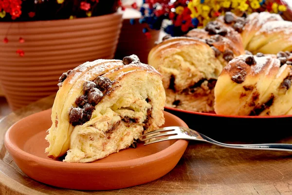 Delicious Homemade Apple Pie Raisins Powdered Sugar — Stock Photo, Image