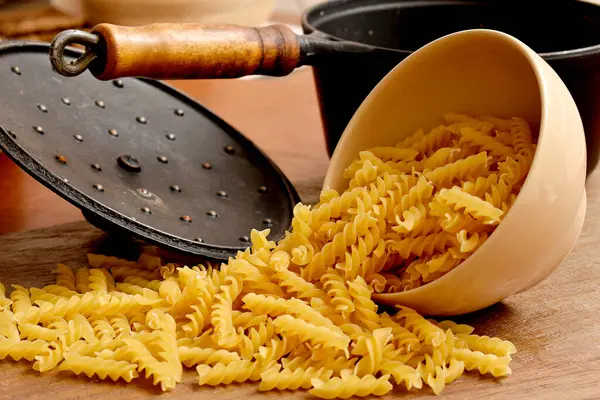 Італійська Макарони Сковородою Виделкою — стокове фото