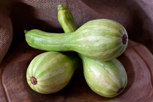 Fresh Organic Zucchini Wooden Background — Stock Photo, Image