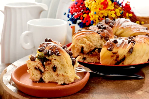 Delicious Homemade Apple Pie Raisins Powdered Sugar — Stock Photo, Image