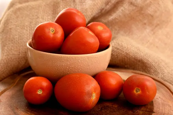 Fresh Tomatoes Wooden Table — Stock Photo, Image