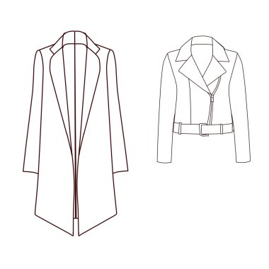 Teknik ve endüstriyel düz moda şablonu - ceket - deri ceket - motosiklet