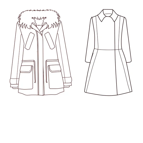 Набор технических и промышленных шаблонов плоской моды - Пальто - Кожаная куртка - Байкер — стоковое фото