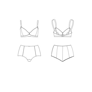 Düz moda sanayi kroki şablonu - iç çamaşırı