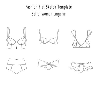 Düz moda sanayi kroki şablonu - iç çamaşırı