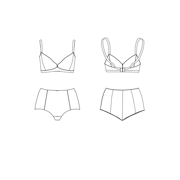 Flat Fashion Industrial Sketch Template - Lingerie — Stock Photo, Image